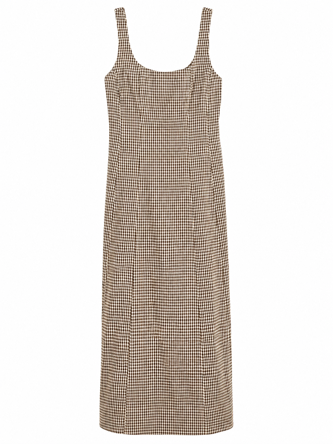 Black and White Gingham Sleeveless Midi Dress