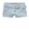 Light-Wash Blue Denim Shorts with Self-Tie Belt