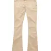 Beige High Rise Flared Pants with Belt