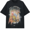 Faded Black Oversized Crew Neck T-Shirt with Graphic Print