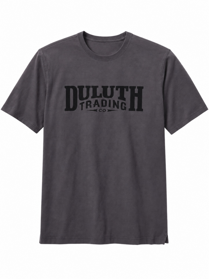 Faded Dark Charcoal Crewneck T-Shirt with Vintage Graphic