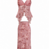 Dusty Rose Floral Print Cami and Midi Skirt Set