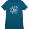 Dark Teal Blue Heathered Crew Neck T-Shirt with Graphic Print