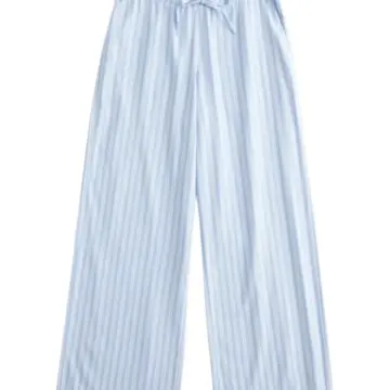 Blue and White Striped Wide Leg Pants